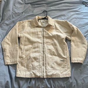 Topshop oversized work carpenter zip jacket in cream color size S/4